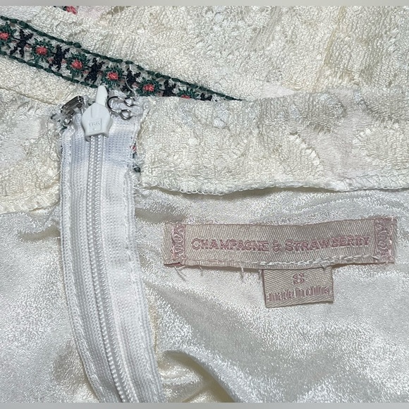 Coquette Cream Lace Romantic Dainty Mini Boho Embroidered Off Shoulder Dress S - Picture 6 of 8